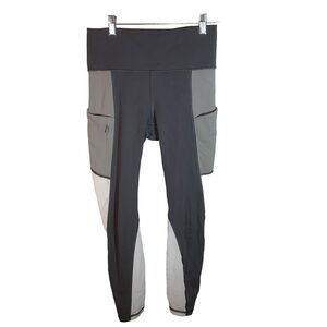 Athleta women’s color blocked gray leggings size S media pockets